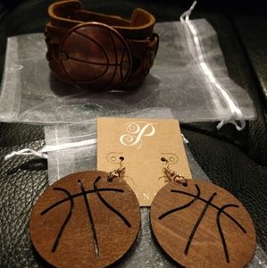 Plunder Basketball Cuff and Earrings set